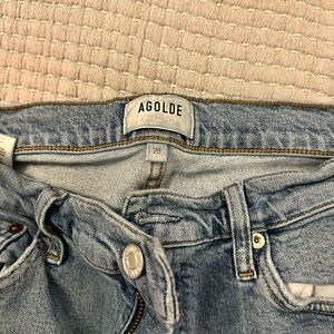 Agolde High Rise Blue Jeans with Classic Denim Texture